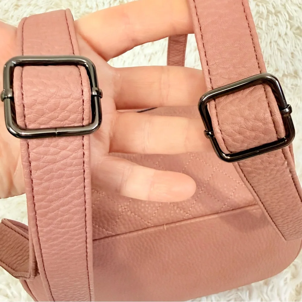 Daryll Quilted Faux leather drawstring bucket backpack purse blush|nude JustFab